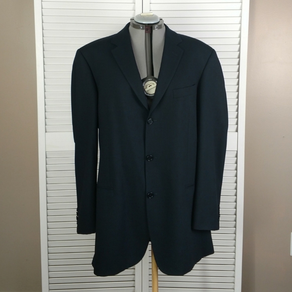Hugo Boss navy blue wool blazer sport coat 44L - Picture 2 of 9